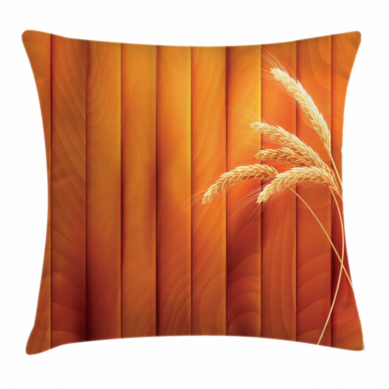 Wheat Spikes Wood Plank Pillow Cover