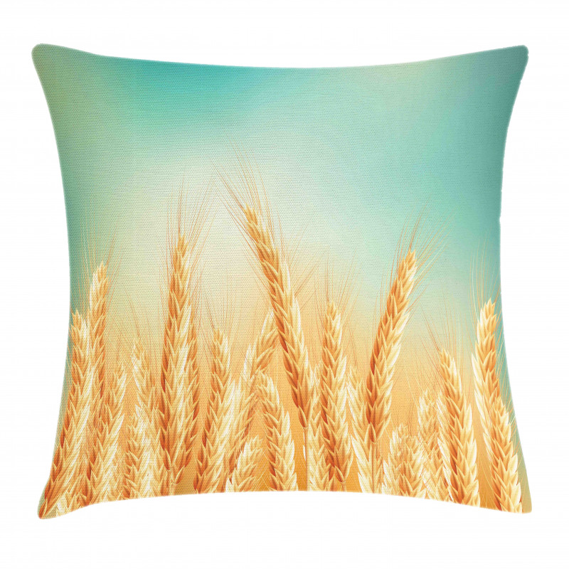 Wheat Field Blue Sky Pillow Cover