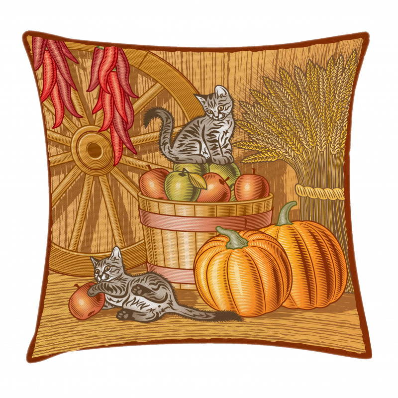 Rustic Barnyard Kitten Pillow Cover