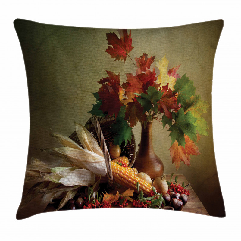 Fall Vegetables Leaves Pillow Cover