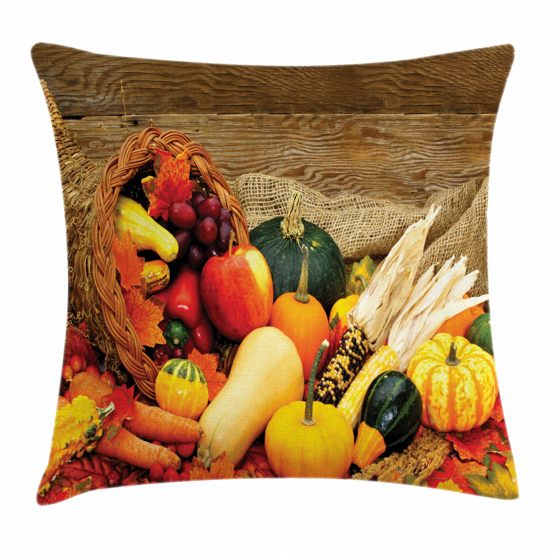 Food Scattered on Table Pillow Cover