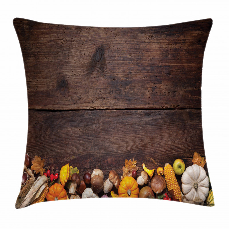Wooden Table Foods Pillow Cover