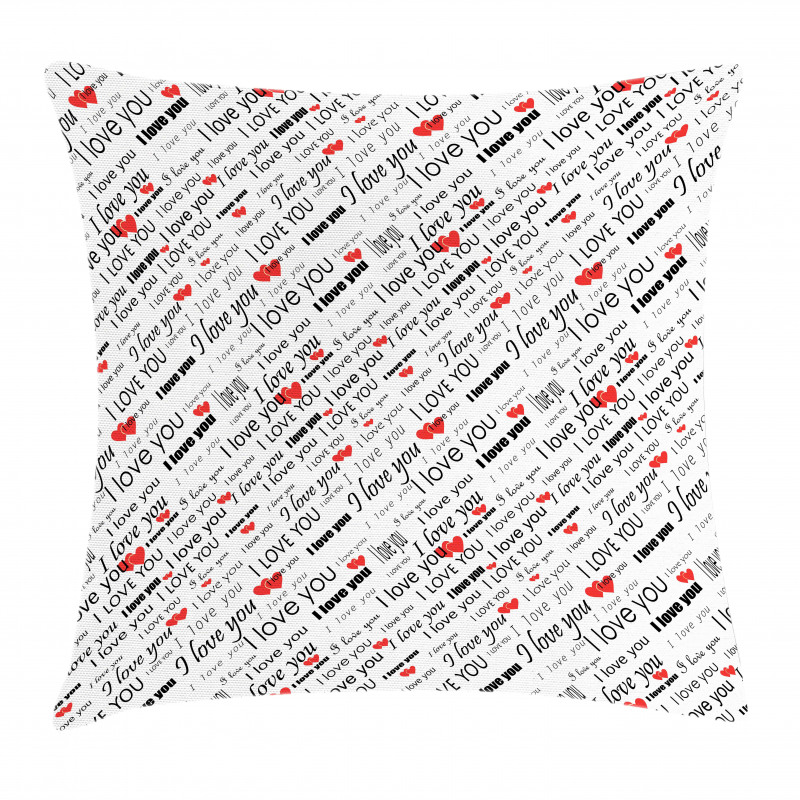 Romance Words Hearts Pillow Cover