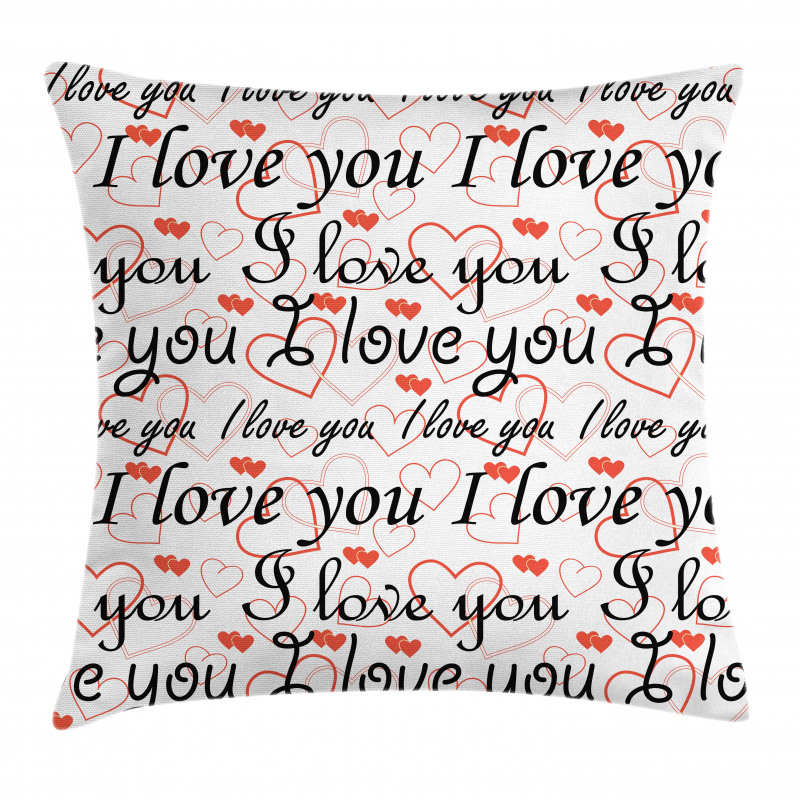 Calligraphy Hearts Pillow Cover