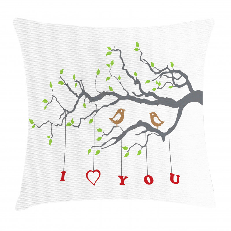 Romantic Birds Tree Pillow Cover