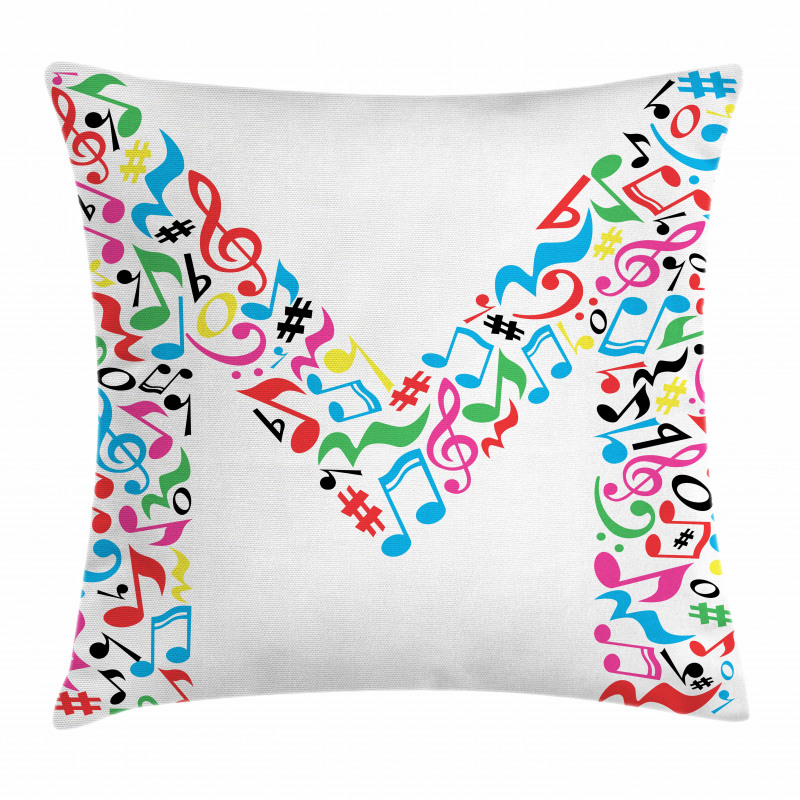 Notes Music Capital M Pillow Cover