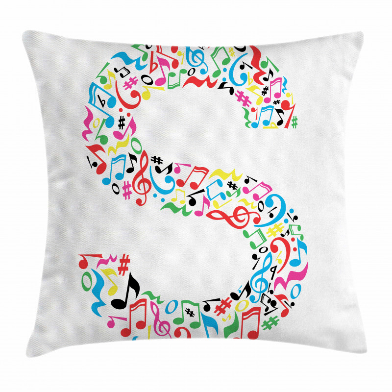 S with Musical Pattern Pillow Cover