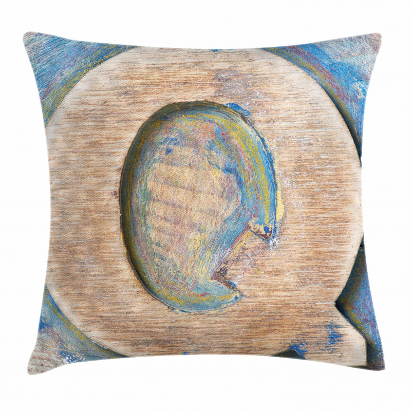 Q Uppercase Worn Wood Pillow Cover