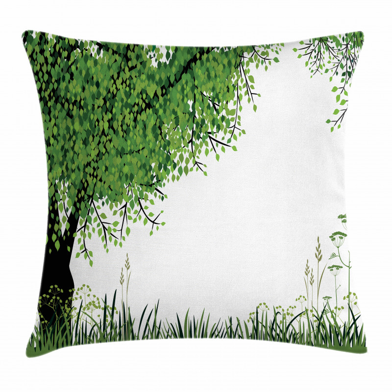 Tree Grass Summer Pillow Cover