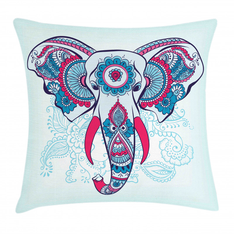 Doodle Elephant Design Pillow Cover