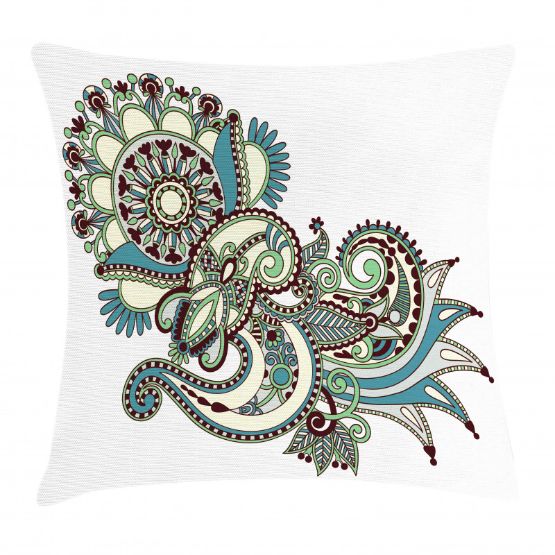 Traditional Ornate Flower Pillow Cover