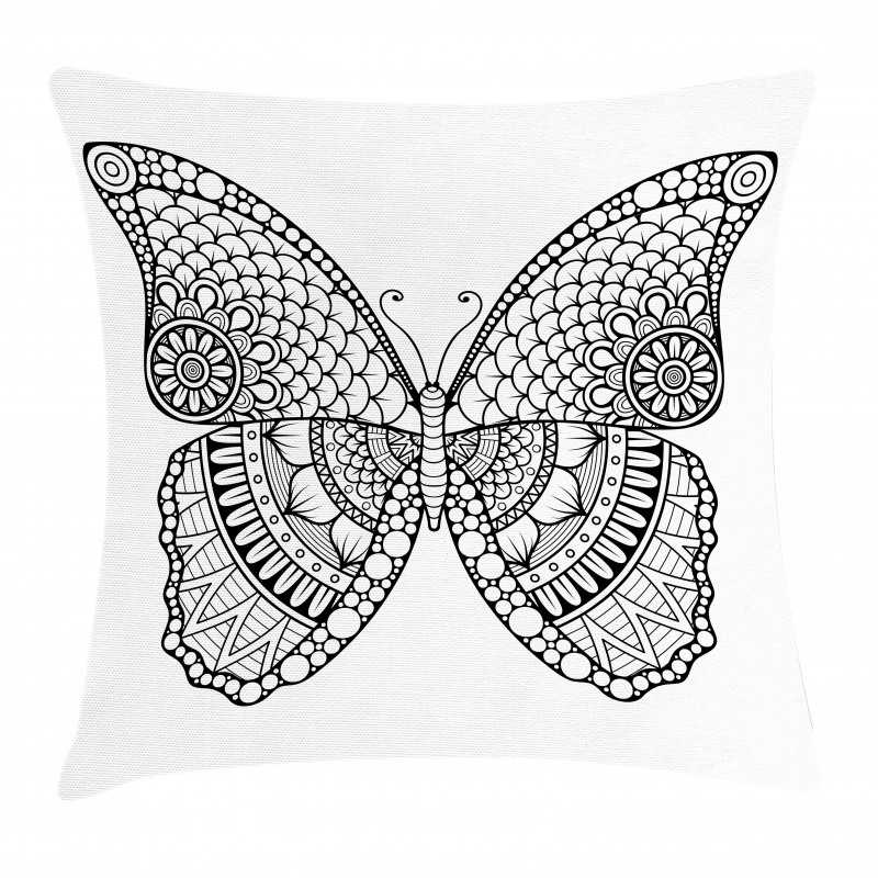 Monochrome Butterfly Graphic Pillow Cover
