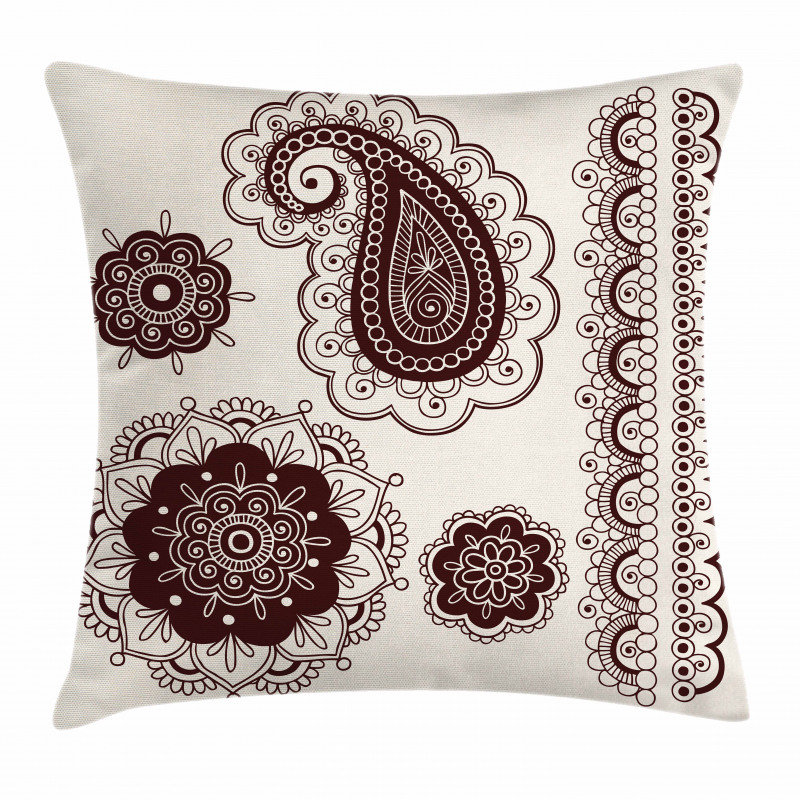 Tattoo Like Doodle Paisley Pillow Cover