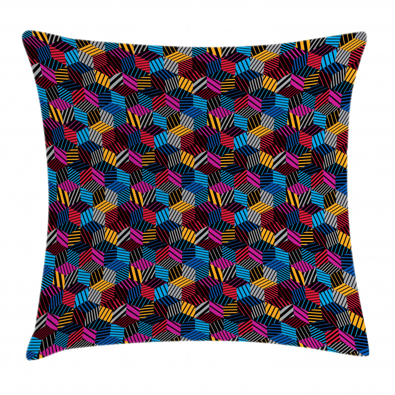 3D Cube Stripes Style Pillow Cover