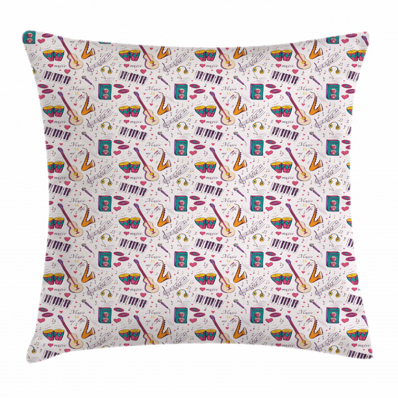 Drums Speakers Records Pillow Cover