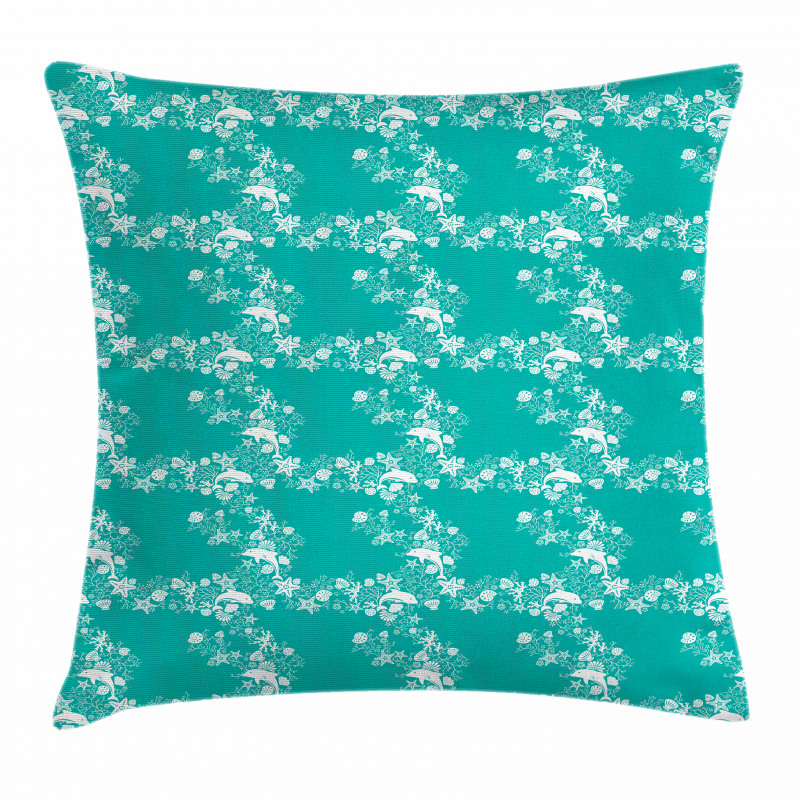 Dolphins with Starfishes Pillow Cover