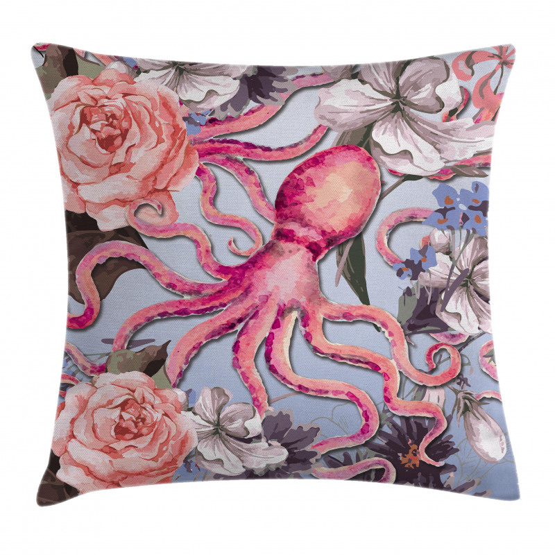 Animal Watercolor Flowers Pillow Cover