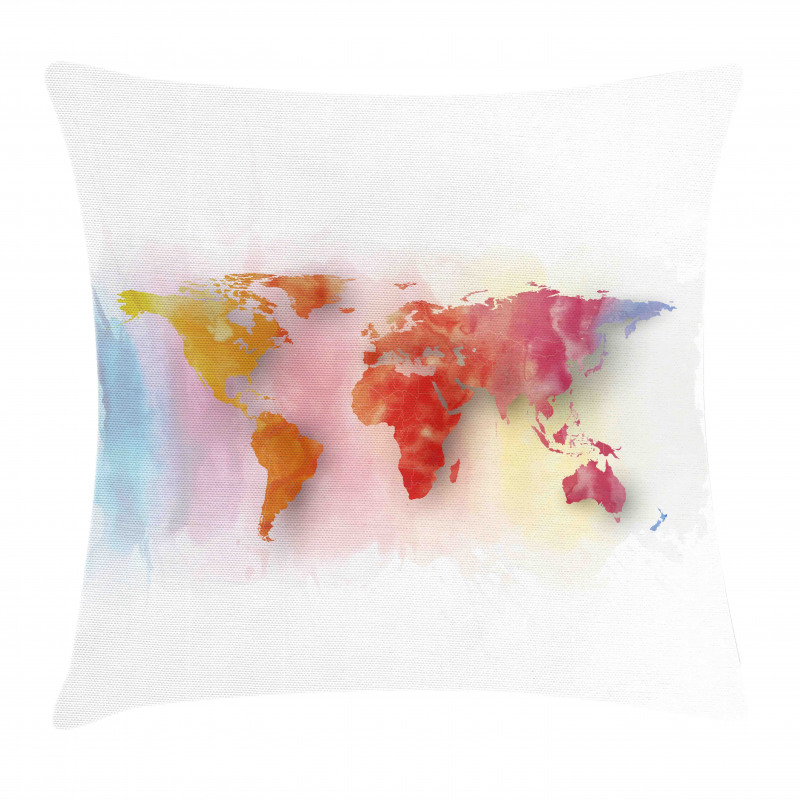 Watercolor World Map Pillow Cover