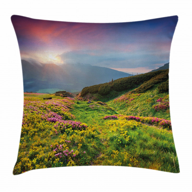 Summer Scene Flowers Pillow Cover