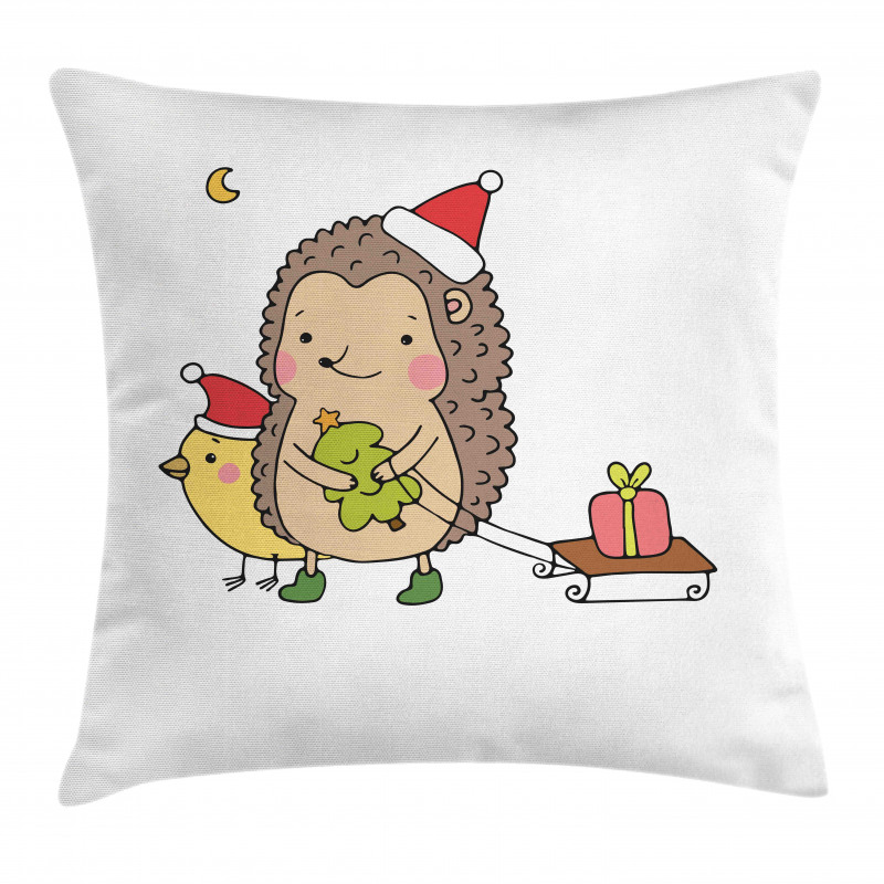 Cartoon Bird and Tree Pillow Cover