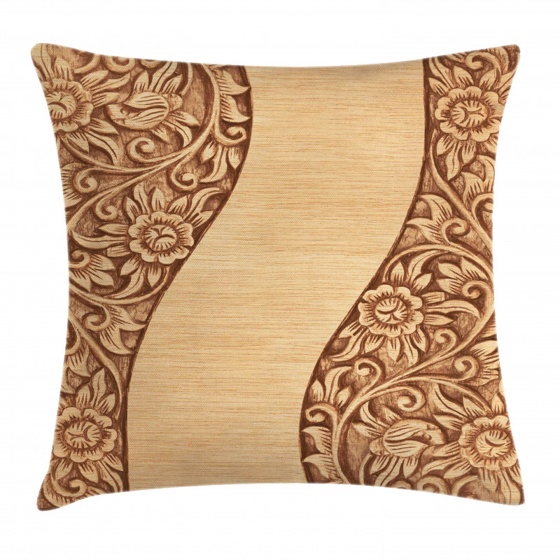 Monochrome Tones Ornate Wood Pillow Cover