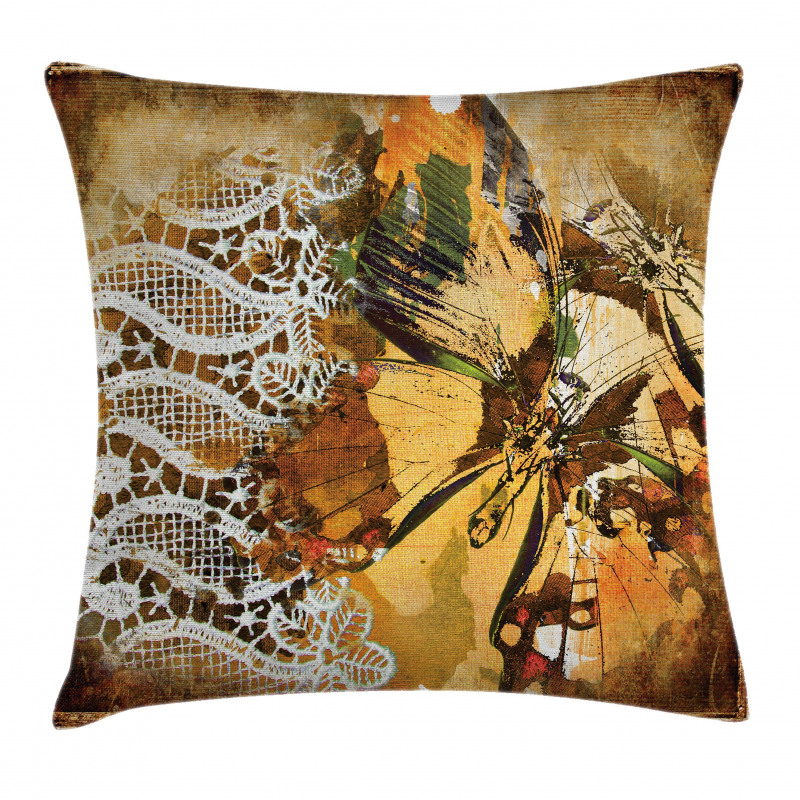 Butterfly and Lace Ornate Pillow Cover