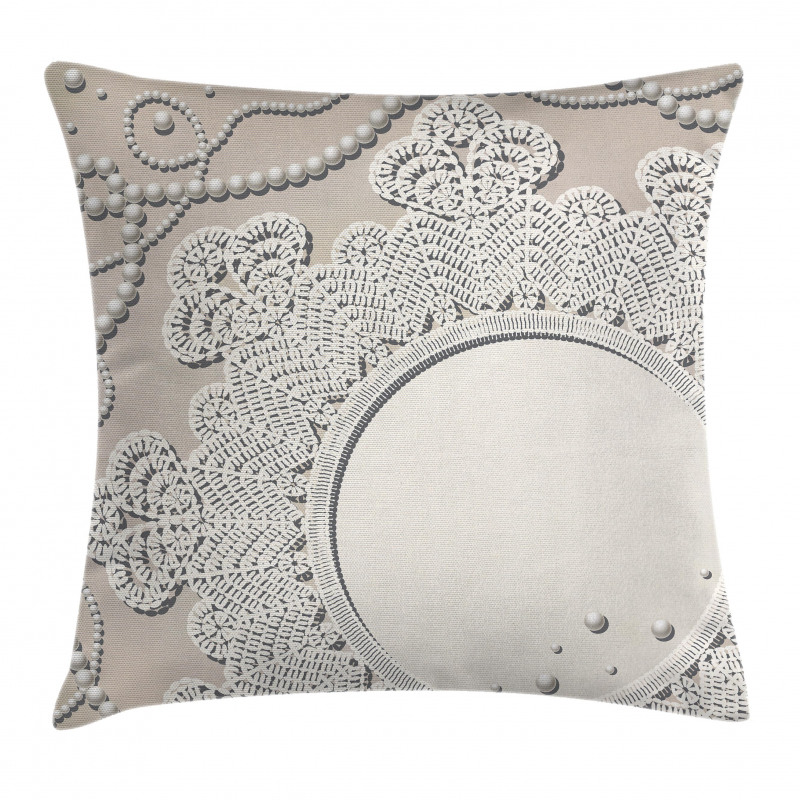 Medallion Lace Ornate Pearl Pillow Cover