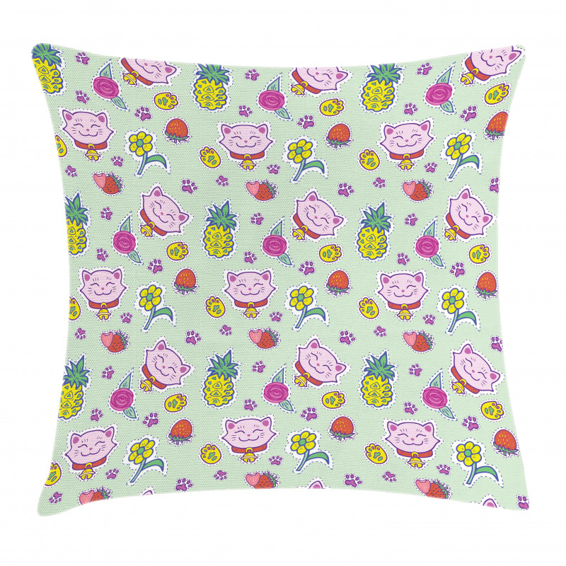 Smiling Cat Maneki Neko Pillow Cover