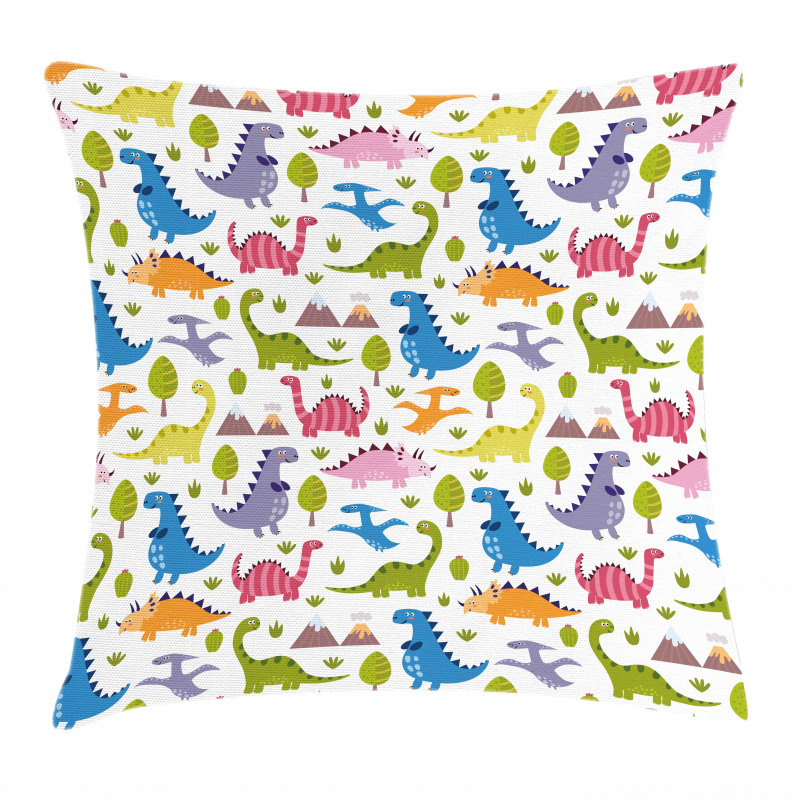 Dinosaurs Colorful Pillow Cover