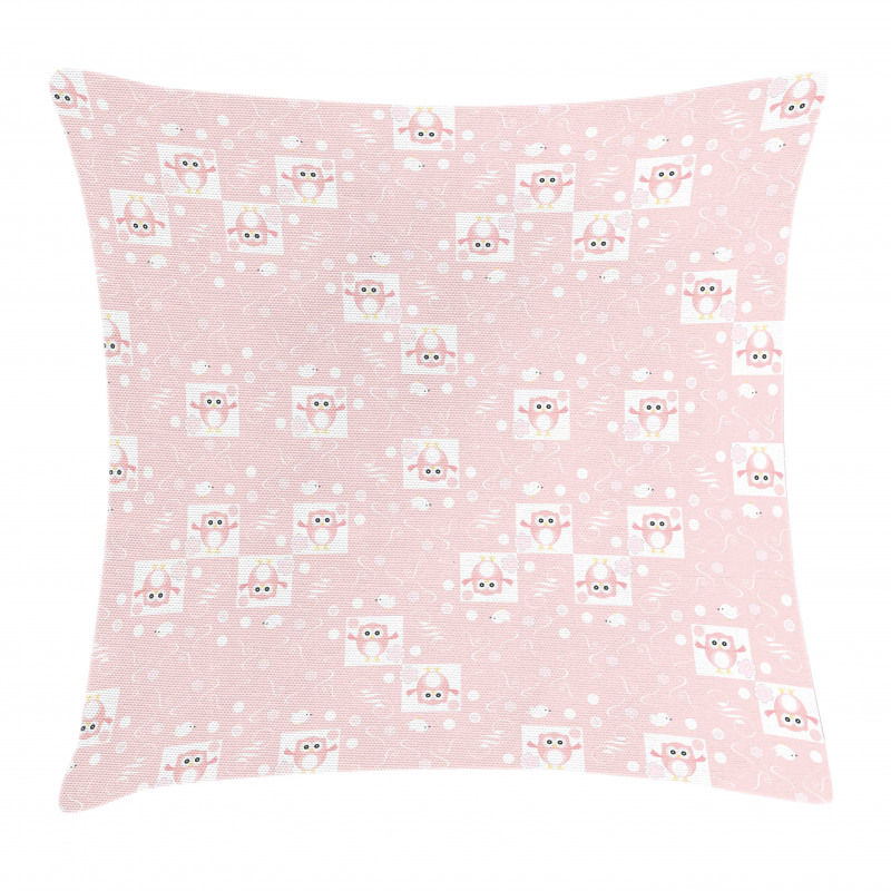 Pink Owls Birds Floral Pillow Cover