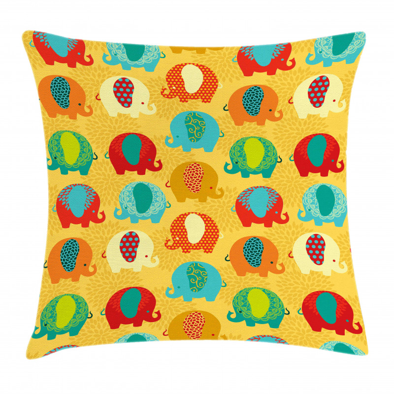 Elephants Ornaments Pillow Cover