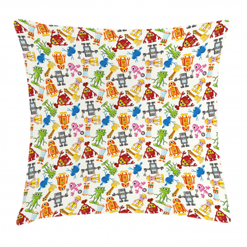 Boys Cartoon Robot Science Pillow Cover