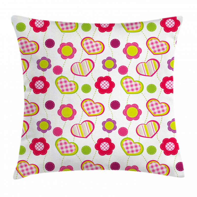 Patchwork Flowers Hearts Pillow Cover