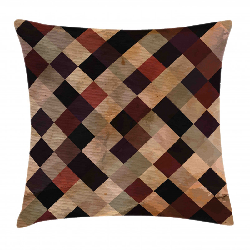 Antique Brown Toned Grid Pillow Cover