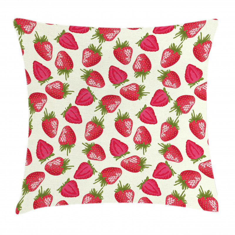 Strawberries Vivid Food Pillow Cover