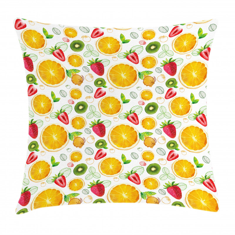Fresh Citrus Kiwi Lemon Pillow Cover