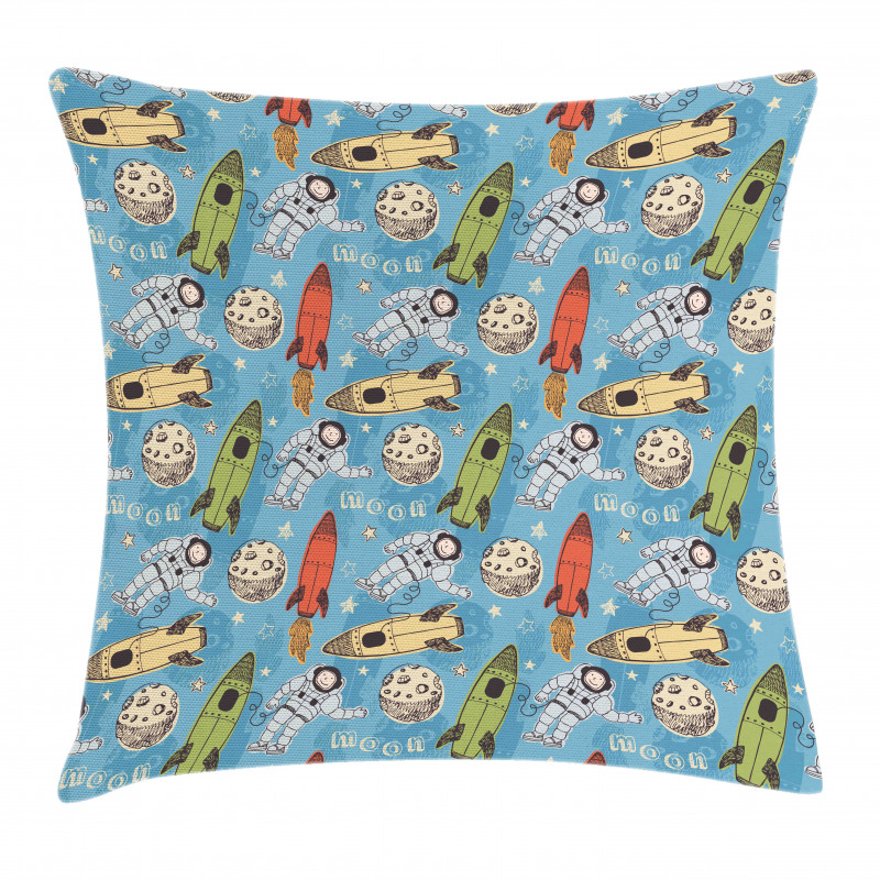 Astronauts with Rockets Pillow Cover