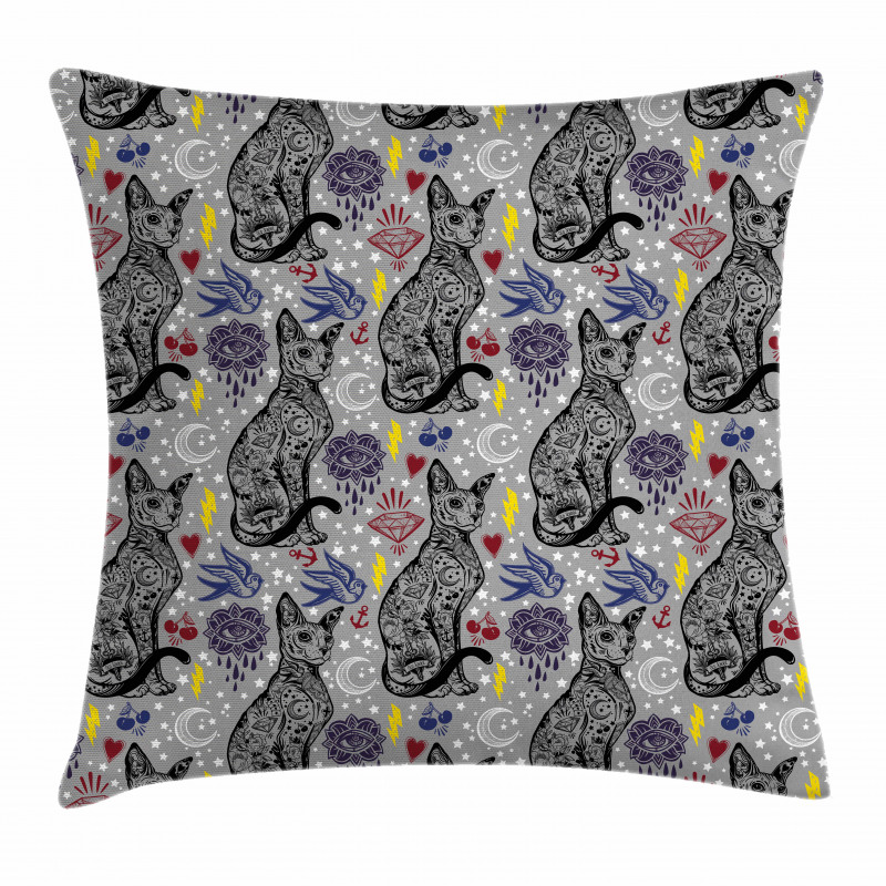 Vintage Mystical Cat Pillow Cover