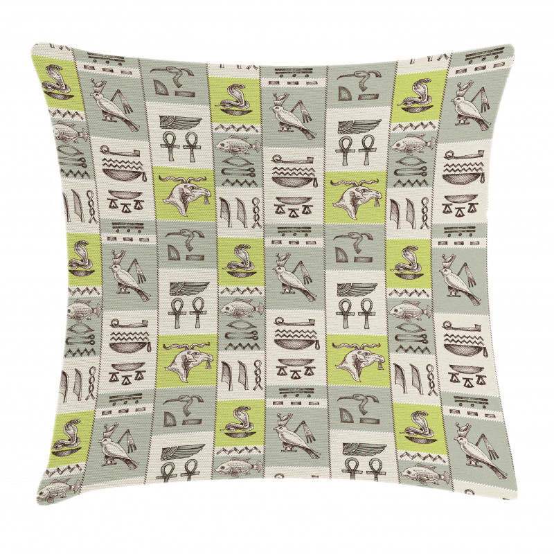 Hieroglyphs Animals Pillow Cover