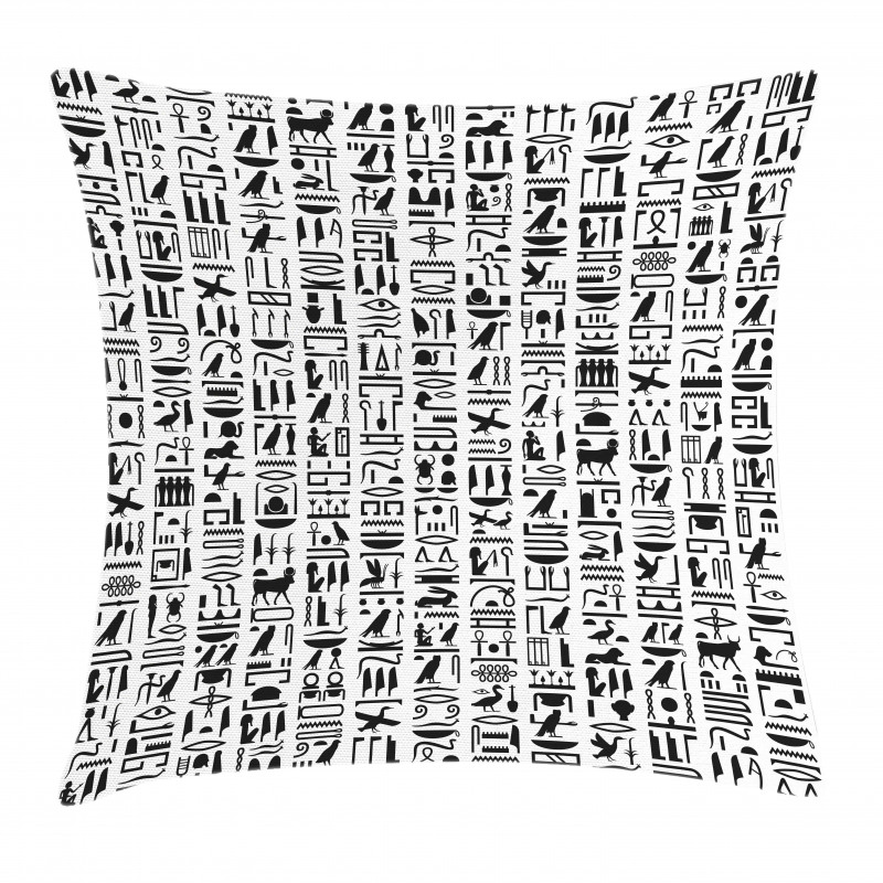 Monochrome Hieroglyphs Pillow Cover