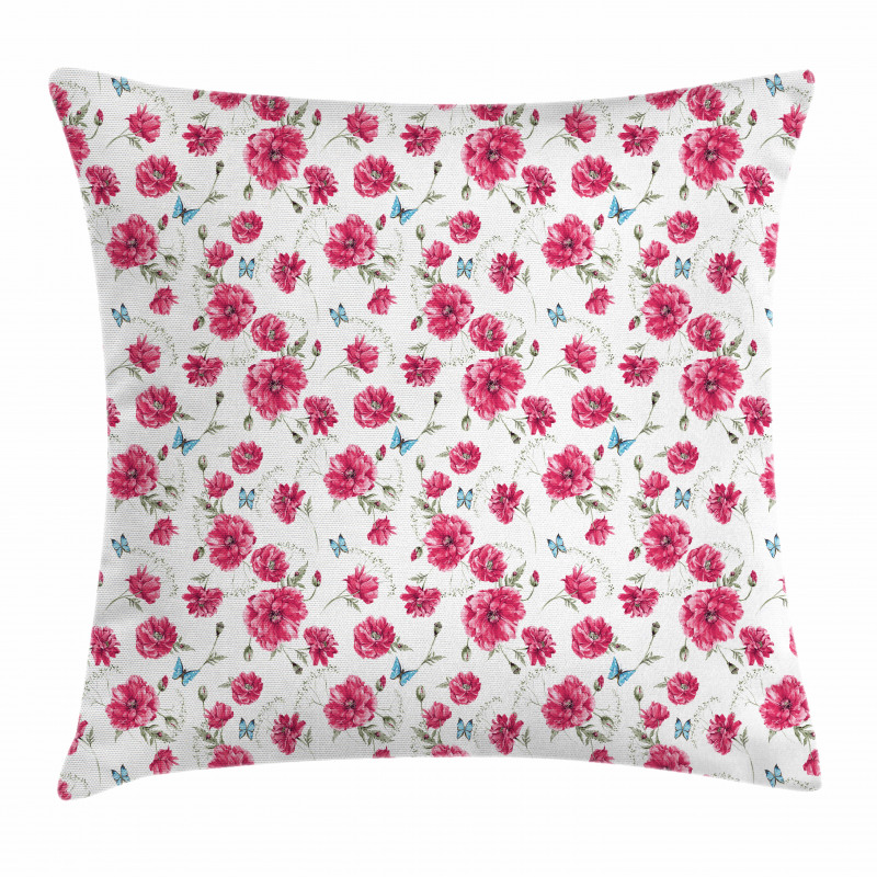 Poppy Flora Blossoms Pillow Cover