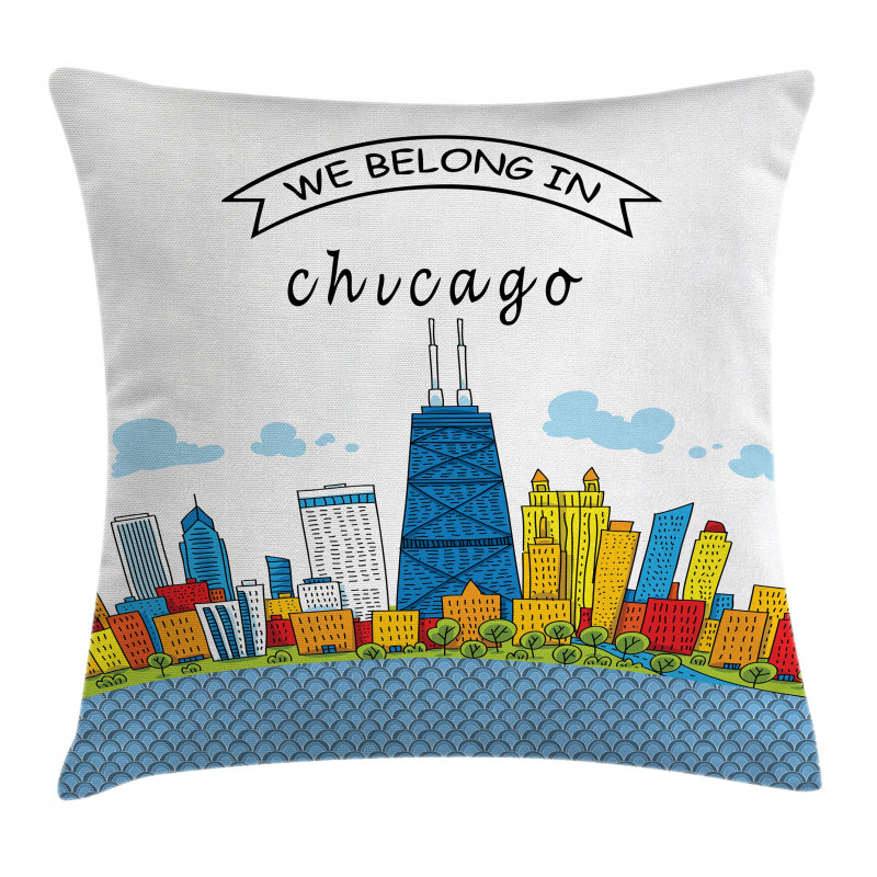 Chicago USA Cartoon Pillow Cover