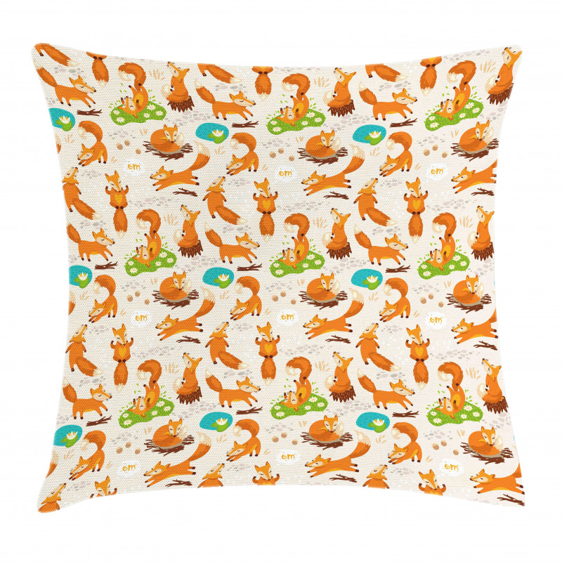 Stretching Fox East Asian Pillow Cover