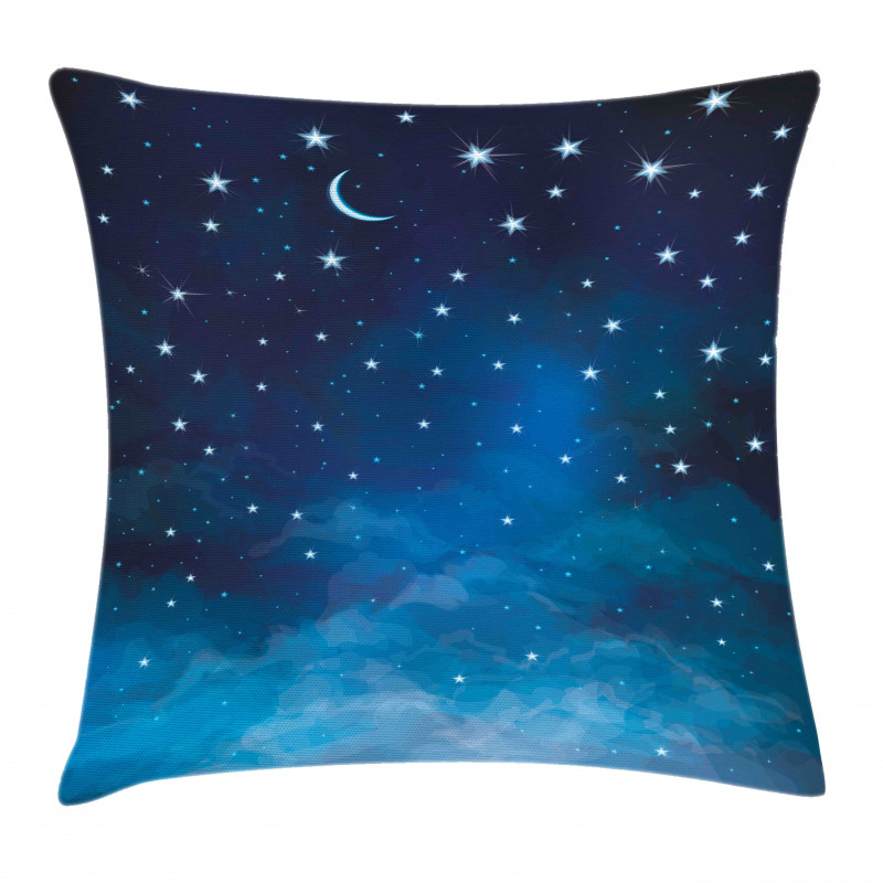 Night Time with Moon Star Pillow Cover