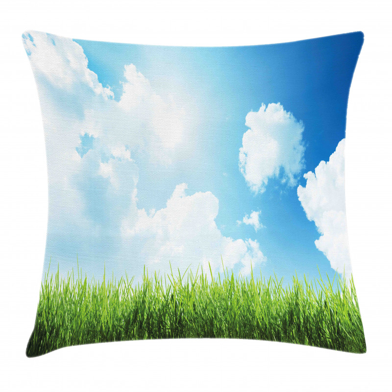Sunny Day Grass Clouds Pillow Cover