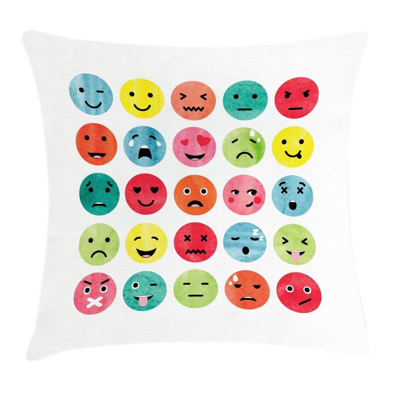 Abstract Watercolor Faces Pillow Cover