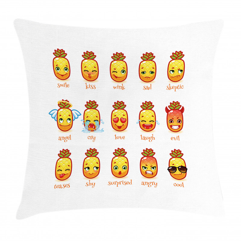 Funny Face Pineapples Pillow Cover