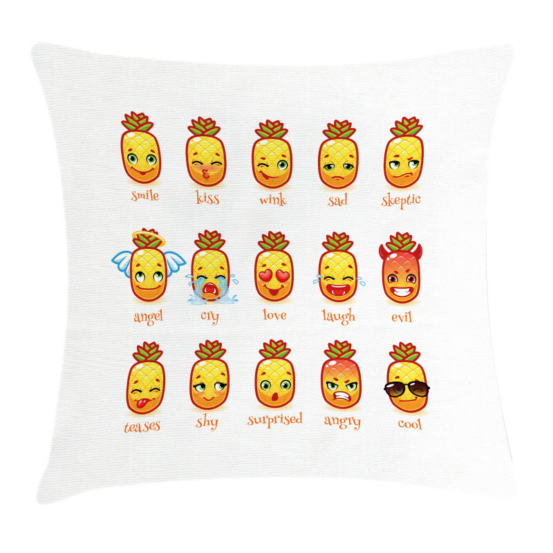 Funny Face Pineapples Pillow Cover