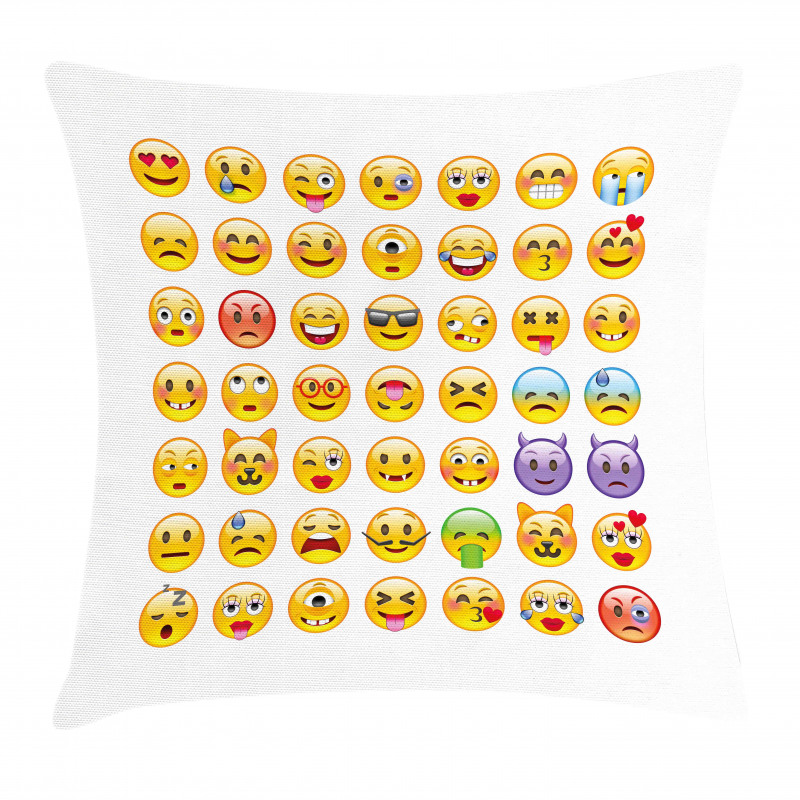 Many Emoticons Aliens Pillow Cover