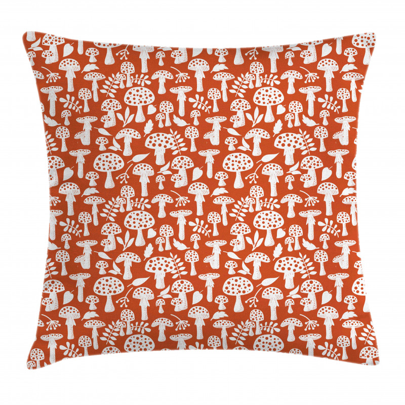 Leaves Berries Amanita Pillow Cover